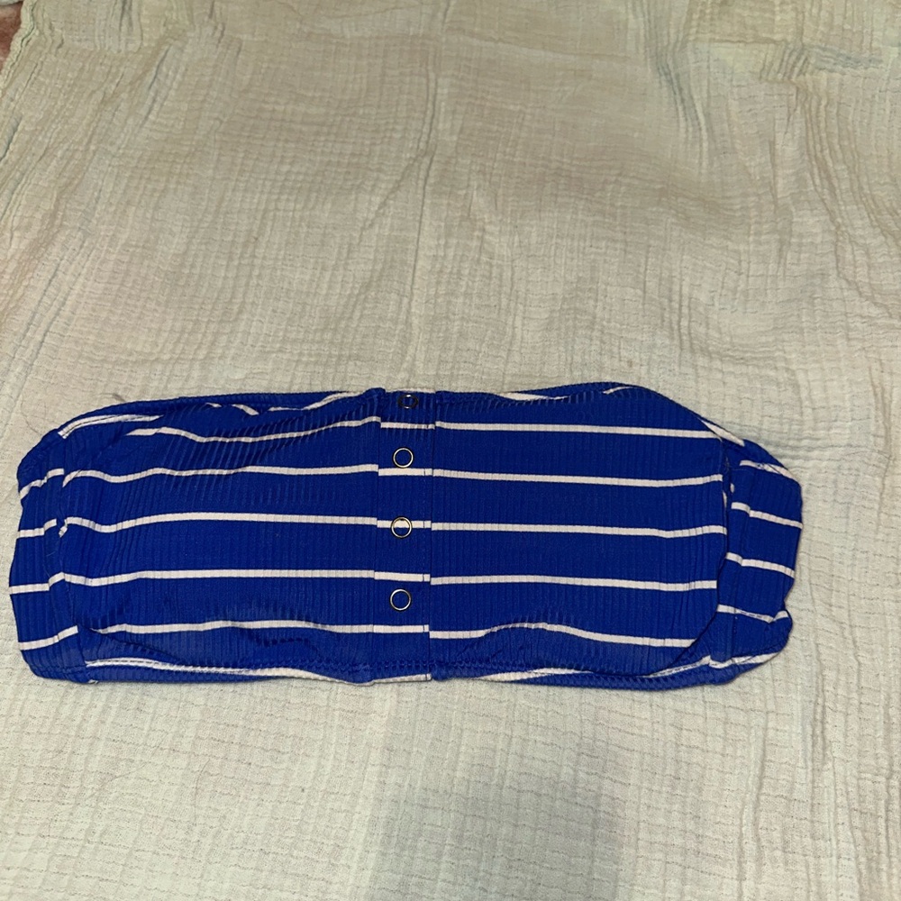 Blue and White Striped swimsuit top